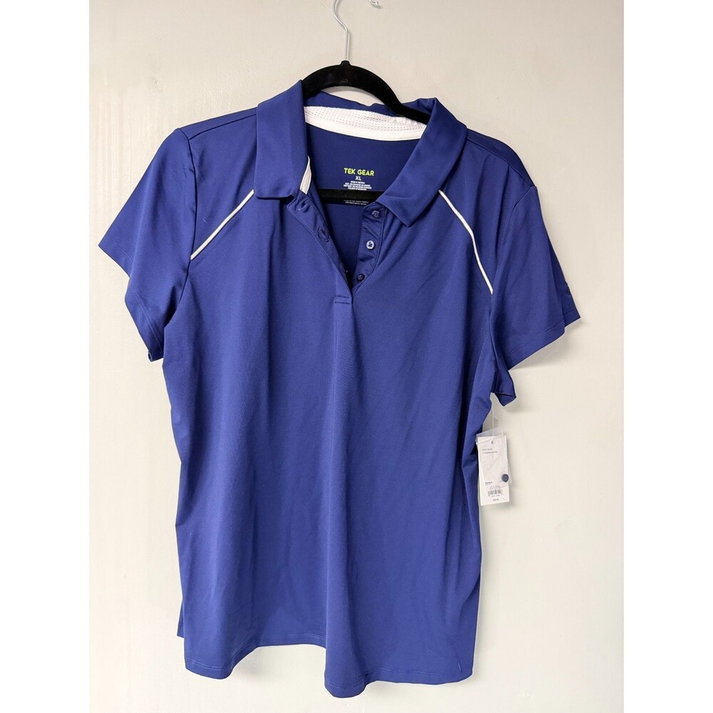 Tek Gear Womens XL Golf Polo Shirt Blue Short Sleeve Stretch NWT MSRP $30